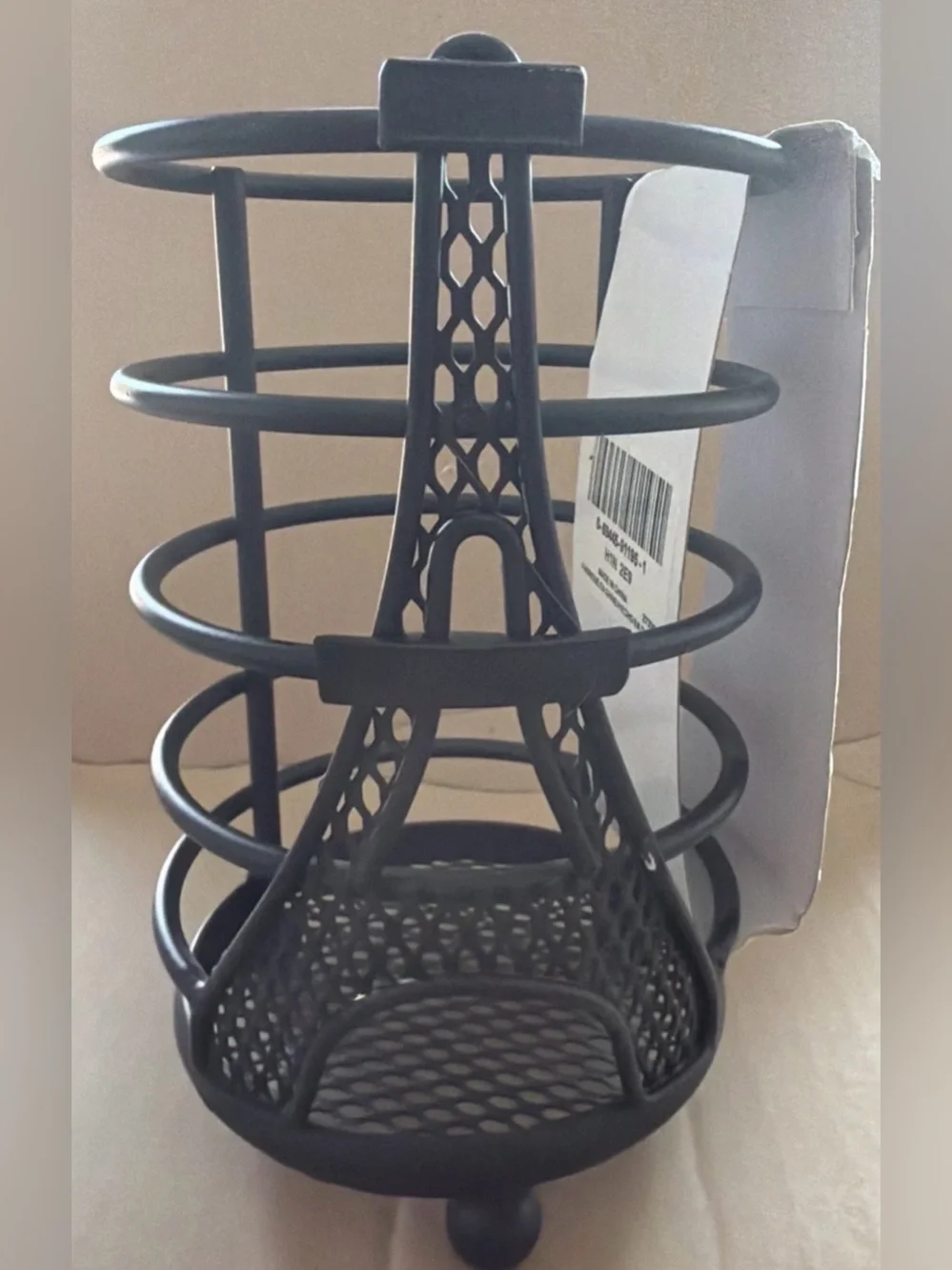 MAKEUP BRUSHES PENS PENCIL HOLDER UTENSILS VANITY PARIS EIFFEL TOWER METAL BLACK